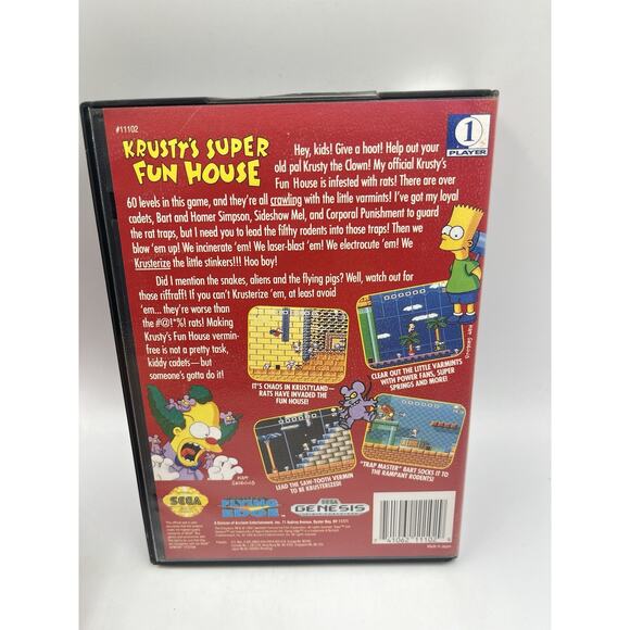 Krusty's Super Fun House (Sega Genesis, 1992) Authentic Game With Case/box - Picture 2 of 8